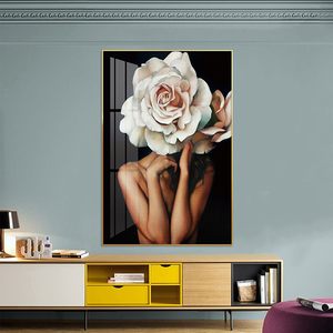 Belle femme avec le visage couvert <span class=keywords><strong>de</strong></span> fleurs peinture art mural <span class=keywords><strong>de</strong></span> luxe photo impression sur toile et affiche pour la décoration <span class=keywords><strong>de</strong></span> la maison - Product Image 5