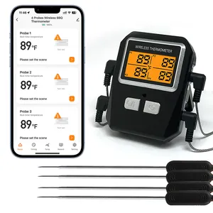 Termometer Digital untuk daging, CH-610, tanpa kabel, termometer BBQ 4 Probe, termometer daging luar ruangan
