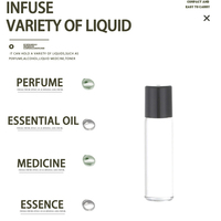 Flacons compte-gouttes cylindriques mini transparents vides de 1 ml, 2 ml, 3,5 ml, 5 ml, finition mate/givrée pour huiles essentielles et parfums roll-on