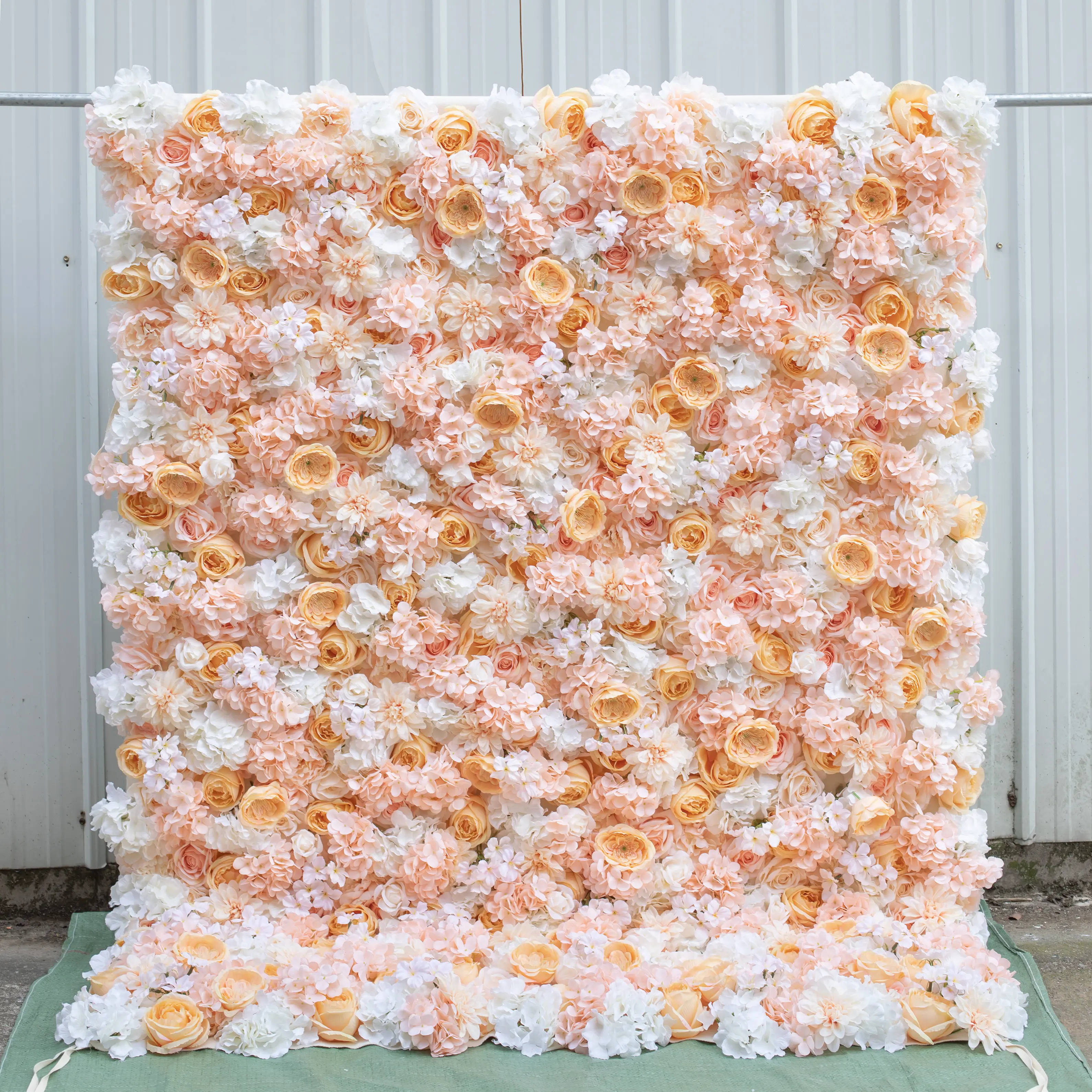 3D रेशम गुलाबी रियल टच पॉलिएस्टर सफेद कृत्रिम हाइड्रेंजिया फूल पैनल शादी दीवार सजावट