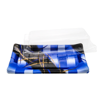 Boîte à sushi rectangulaire jetable et écologique en plastique recyclable avec couvercle transparent pour plats à emporter