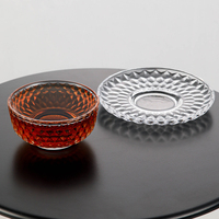 Ensemble de bols et soucoupes en verre à facettes de luxe, résistant au lave-vaisselle, transparent, pour crème glacée, salade de fruits, décoration de table pour le petit-déjeuner à la maison