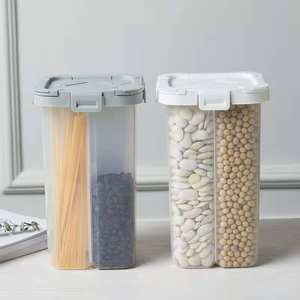 Best-seller Boîte de rangement amusante en plastique à quatre compartiments Contenants alimentaires de cuisine en forme de rectangle pour le rangement du garde-manger - Product Image 1