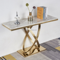Meubles de salon, tables consoles en acier inoxydable pour l'entrée, table console en marbre pour le couloir, tables décoratives pour l'entrée d'hôtel
