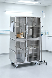 Jaula Reutilizable de Acero Inoxidable de 6 Puertas <span class=keywords><strong>para</strong></span> <span class=keywords><strong>Perros</strong></span> y Gatos, Uso Médico y Veterinario, <span class=keywords><strong>para</strong></span> Hospitales y Cirugía - Product Image 6