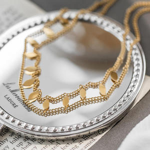 Collier pendentif marquise doré en acier inoxydable avec chaîne à maillons pour femme, bijoux de mode - Product Image 3