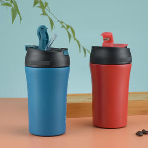 Vaso de acero inoxidable para café 304, taza de viaje aislada, taza de café portátil con pajita para mujer - Product Image 3