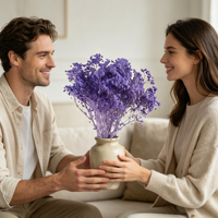 Buket Bunga Gypsophila Baby's Breath Ungu Abadi untuk Dekorasi Vas Pernikahan, Rumah, dan Centerpiece Meja