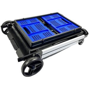 फोल्डिंग शॉपिंग ट्रॉली <span class=keywords><strong>2</strong></span> टियर पोर्टेबल स्टोरेज ट्रॉली एल्यूमीनियम डबल फोल्डिंग कार्ट - Product Image 2