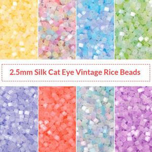 Perles cylindriques en verre antique œil-de-chat de 2,5 mm, en vrac, pour la confection artisanale de bijoux, bracelets et colliers - Product Image 1