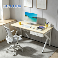 Bureau d'écriture minimaliste pour personnel de bureau, en métal et acier avec pieds en K, table d'ordinateur en bois grainé