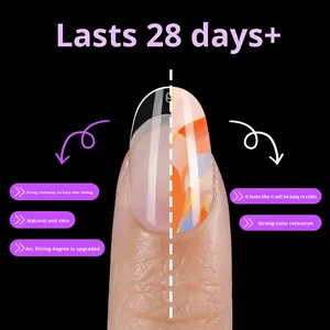 Transparente ultrafino de tamaño completo nuevo estilo francés ovalado usable uñas postizas cortas uñas artificiales en caja dedos sin rastro - Product Image 4