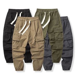Customized Men's Loose Multi-Pocket Casual Pants Spring <b>Drawstring</b> Knitted Solid Color Fashionable Style High-quality <b>Trouser</b> - Product Image 5
