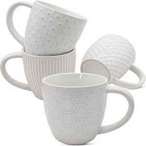 Juego de 4 <span class=keywords><strong>Tazas</strong></span> de Café de Cerámica con Relieve Pyrilo de 14 oz, Libres de Plomo, Aptas para Microondas y Lavavajillas, para Hogar, Oficina, Bodas, Regalos de Inauguración, Té - Product Image 1