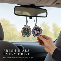 Désodorisant de voiture en forme de montre chronographe, carte parfumée suspendue avec cordon élastique pour rétroviseur de véhicule, cadeau, vente en gros, fournisseur OEM ODM