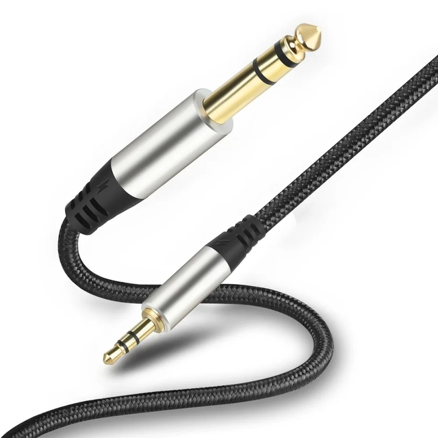 3.5mm 1/8 to 6.35mm 1/4 TRS Audio Line Gold Plated 6.5 to 3.5 Jack Adapter Aux Cable for Headset Guitar Amplifier Speaker Mixer
