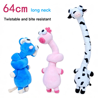 Jouet à mâcher pour chien en peluche écologique, motif dessin animé, avec yeux boule, cou long, couineur, 64 cm, torsadable, résistant aux morsures et stimulant l'olfaction