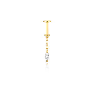 Joyería de Lujo para Piercing Corporal de Plata de Ley S925 Chapada en Oro, con Línea Vertical Invisible y Rosca Interna, Parte Trasera Plana - Product Image 1