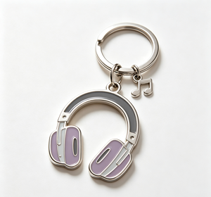 Metal Headphone Key Chain Enamel Purple Silver <b>Keyring</b> Music Note Pendant Gift Accessory - Product Image 4
