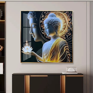 Nhà Máy Bán buôn sakyamuni hoa vải tường nghệ thuật Phật Giáo pha lê sứ sơn trang trí nội thất cho phòng khách tường nghệ thuật - Product Image 4