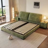 Lit de massage moderne minimaliste français réglable, gain de place, taille King, en velours doux avec rangement et cadre en bois