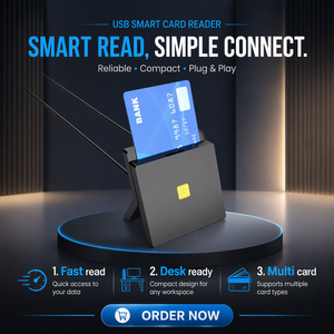 Lecteur de cartes intelligentes USB Rocketek CR319 et adaptateur de <span class=keywords><strong>carte</strong></span> SIM, lecteur de cartes d'identité à puce IC pour ordinateur de bureau et ordinateur portable - Product Image 2