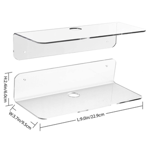 Transparent Wall-mounted Clock Speaker Acrylic Floating <strong>Shelves</strong> with Cable Clips for Bedroom Bathroom Gaming Room Living Room - Product Image 4