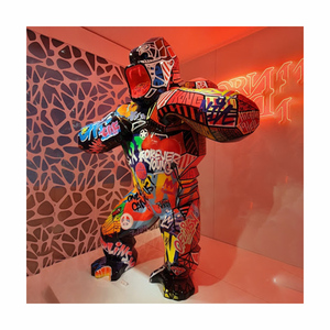 Moderne Décor <span class=keywords><strong>de</strong></span> Jardin En Plein Air Géant Rouge Résine <span class=keywords><strong>Roi</strong></span> Kong Figure Gorille <span class=keywords><strong>Tenue</strong></span> Huile Tambour Statues Sculpture - Product Image 5
