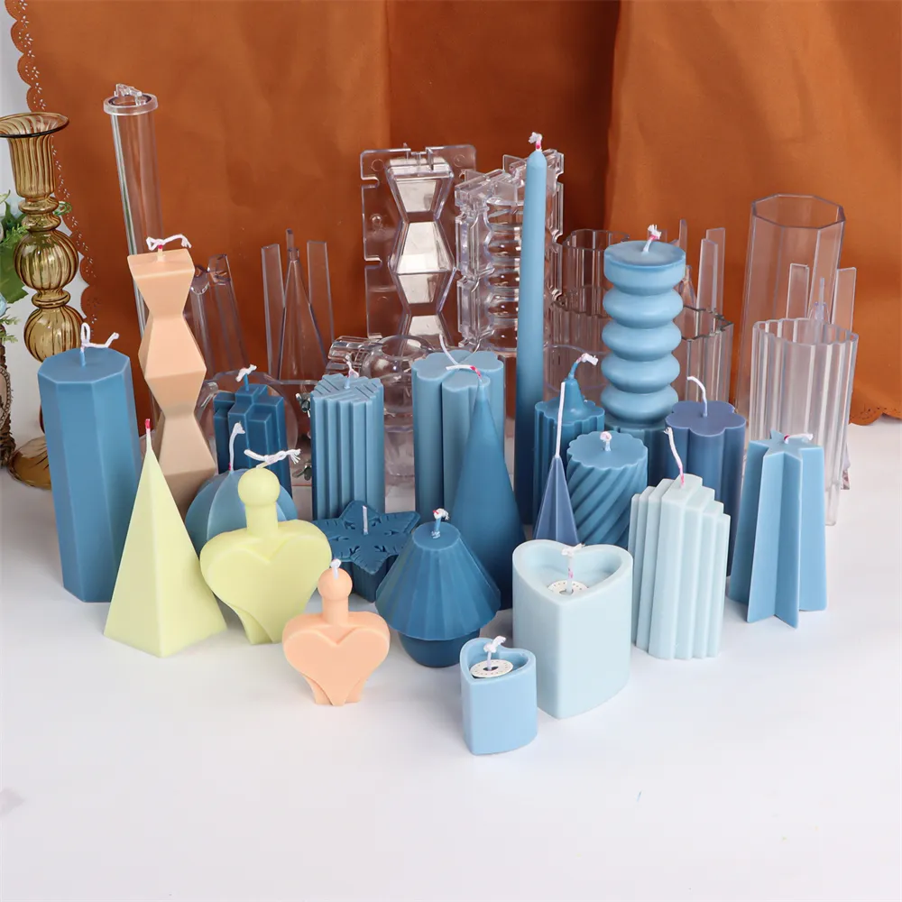 قالب صناعة الشمع البلاستيكي صناعة أشكال هندسية صناعة يدوية ثلاثية الأبعاد صناعة يدوية قالب أكريليك للشمع بالعطور