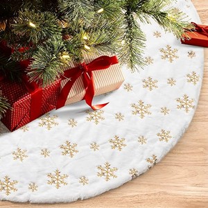 Wholesale Gold White <strong>Fur</strong> Wool Tree <strong>Skirt</strong> Xmas Decorations Christmas Tree <strong>Skirt</strong> for Christmas Tree - Product Image 6