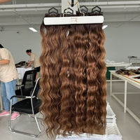 Extensions de cheveux humains russes ondulés personnalisés, balayage, trame Genius, 100% bruts, cuticules alignées, double épaisseur, pouvant être coupés