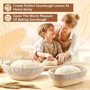 Bread Proofing Basket Banneton <b>Kit</b> Round and Oval Rattan with Sourdough Starter Accessories <b>Baking</b> Tools - Product Image 6