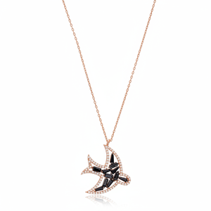 Baguette Forme Noir Zircon Pierre Oiseau Conception Turc En Gros À La Main 925 Argent Sterling Bijoux - Product Image 2