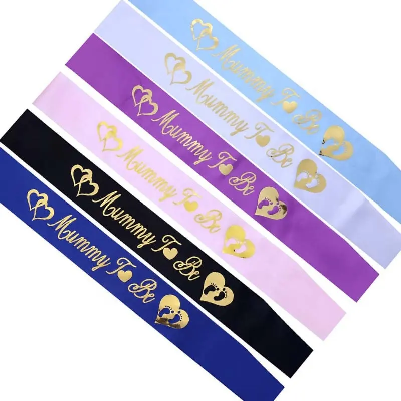 New Mom Mummy To Be Sash With Gold Heart For Baby Shower Party Decoration