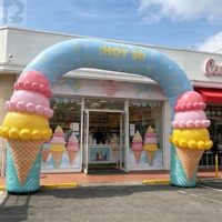 Arche publicitaire géante gonflable personnalisée en forme de cornet de glace pour boutique de desserts/festival d'été/exposition de carnaval
