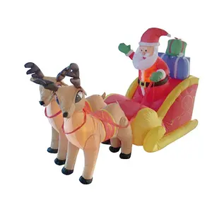 180cm two inflatable air blown reindeer pull sled and with Santa Claus sitting on Christmas inflatables for Christmas decoration