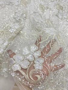 NI.AI Lovely Pink Color Perlas Malla Encaje Bordado Con Cuentas y Lentejuelas Vestido De Novia Tela Mujeres Vestido De Fiesta Encaje - Product Image 5