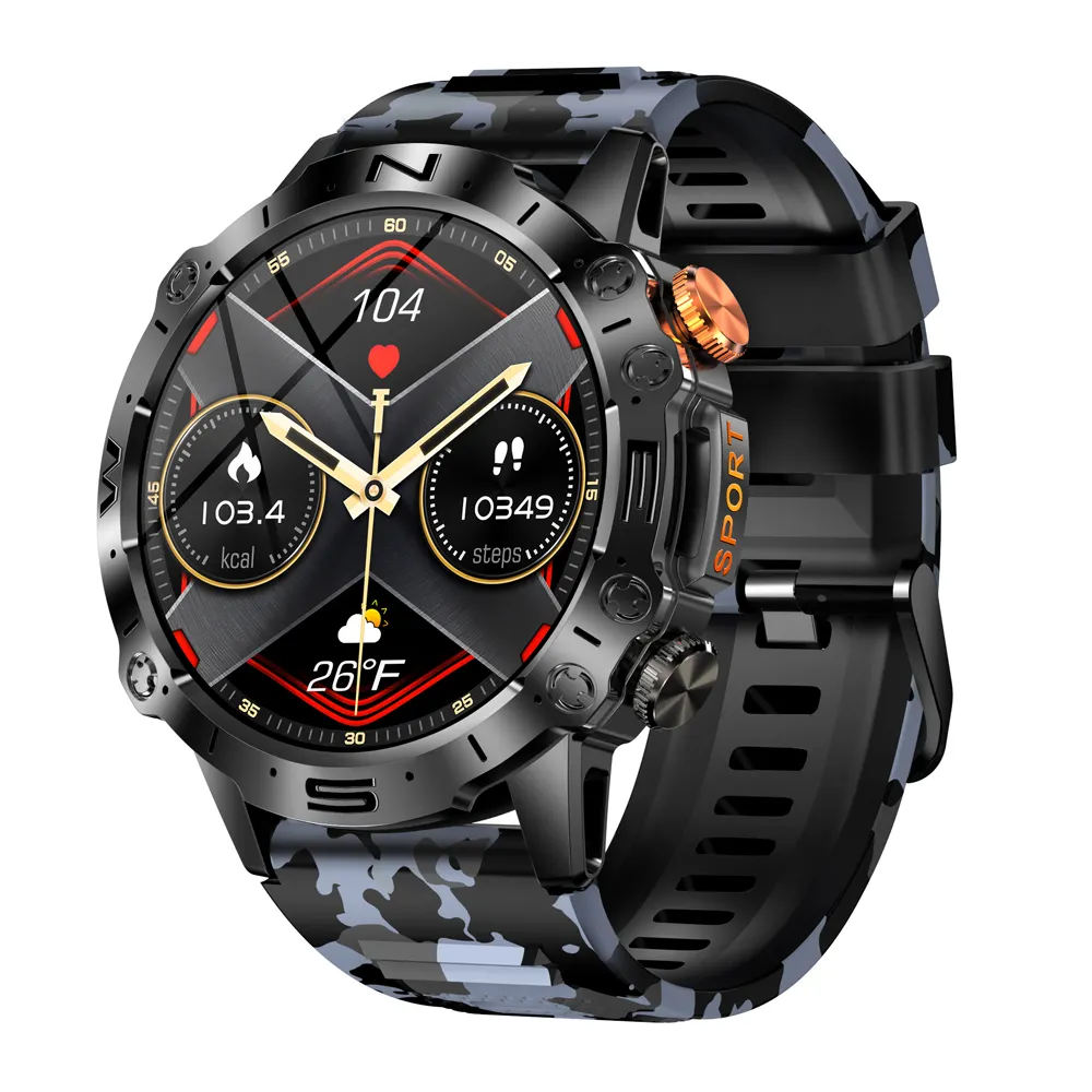 K59 Sports Smartwatch para uso ao ar livre, com tela AMOLED de 1,43 polegadas, chamada BT IP68 Relógio inteligente redondo 2022 K59 PRO