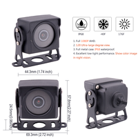 Kamera CCTV Mini 1080P AHD NTSC untuk Bus, Truk, dan Mobil, Sudut Pandang 120 Derajat, Full Metal, Tahan Air IP68, Penglihatan Malam Berwarna, Port 4-pin