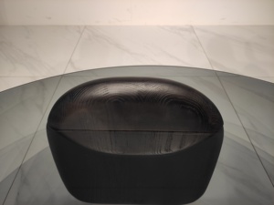 European Modern Minimalist Home Living Room Furniture 8mm-thick <strong>Grey</strong> Glass Round Center <strong>Coffee</strong> <strong>Table</strong> With Solid Ash Wood Legs - Product Image 6