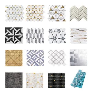 Mixed Color Hexagon Removable Aluminum Mosaic Self Adhesive Tiles Walls And Floors And Kitchen Backsplash