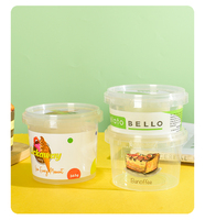 Pot en plastique PP transparent pour gelato avec couvercle imprimé, conteneur jetable pour crème glacée, dessert congelé, à emporter