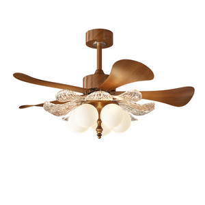 French <b>Vintage</b> Style <b>Ceiling</b> Fan <b>Light</b> With Acrylic Blades Stepless Dimming Smart Control For Living Room Bedroom - Product Image 3