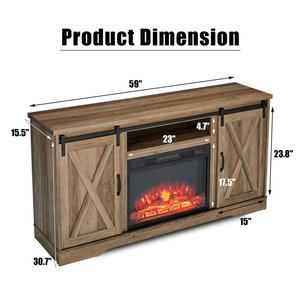 Centro <span class=keywords><strong>de</strong></span> <span class=keywords><strong>Entretenimiento</strong></span> <span class=keywords><strong>de</strong></span> Madera con Chimenea Eléctrica y Puerta Corredera Estilo Granero <span class=keywords><strong>para</strong></span> <span class=keywords><strong>TV</strong></span> - Product Image 4
