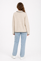 Pull cardigan personnalisé avec logo pour femme, tricoté, manches longues, col polo, couleur unie, mode décontractée, hiver, polyester, usine OEM & ODM