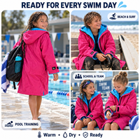 Parka de bain imperméable et coupe-vent pour enfants, doublée polaire thermique, peignoir de change pour équipes de natation et sports de plein air, OEM