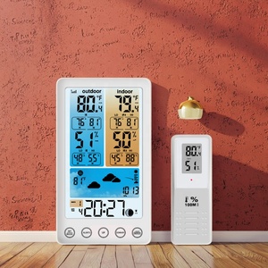 <span class=keywords><strong>Station</strong></span> météo numérique avec grand écran LCD tactile, moniteur de température et d'humidité domestique, avec alimentation par batterie, câble USB, horloge atomique - Product Image 1