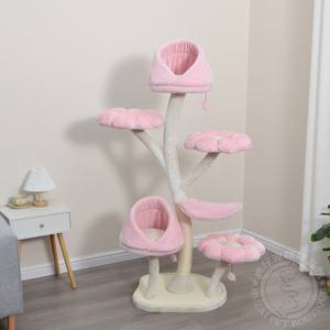 Menara pohon kucing Natal besi besar mewah Modern kayu Solid rumah Kondominium untuk kucing besar desain bunga baru - Product Image 4