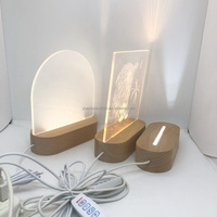 Bois de hêtre LED veilleuse Base en bois ovale rectangulaire 3D Illusion Noël Mini ABS pour la maison Table cadeau de noël veilleuse