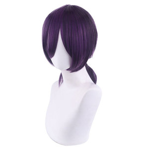 Peluca de <span class=keywords><strong>Cosplay</strong></span> Ainizi de 35 cm, Lisa, Sintética, Resistente al Calor, Marrón Púrpura, Personaje de Reze de <span class=keywords><strong>Chainsaw</strong></span> <span class=keywords><strong>Man</strong></span> - Product Image 4